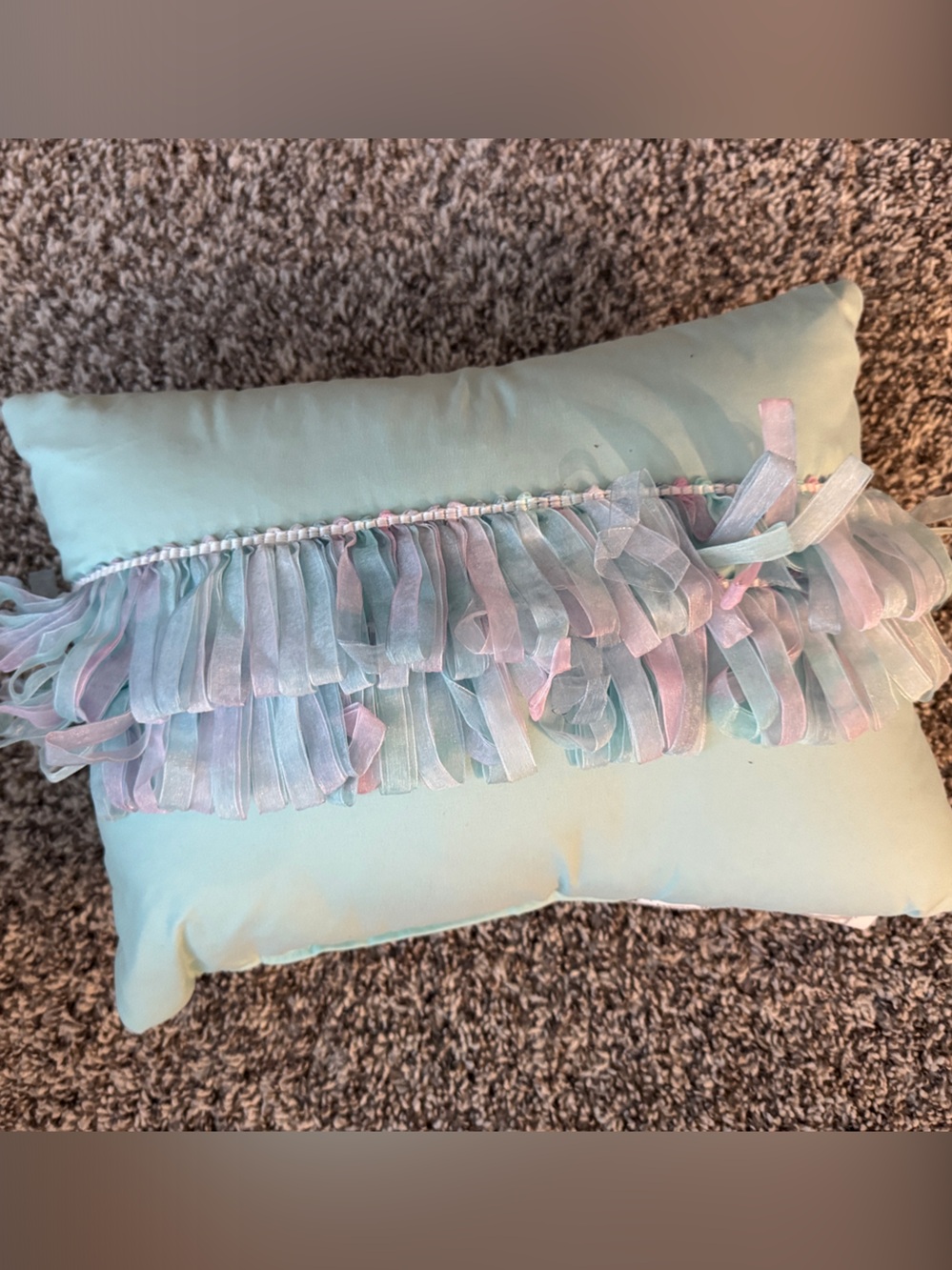 Soft Pastel Ruffle Decorative Pillow - Pale Aqua